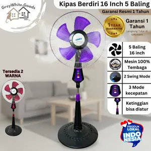 Kipas Berdiri 16 Inch 5 Baling Hemat Daya Angin Kencang