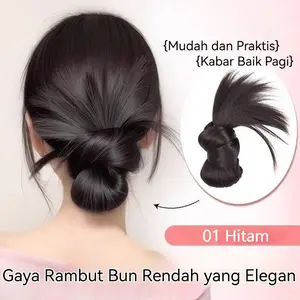 Wig sanggul wanita, rambut jepit, cincin wig belakang berbulu alami, empat warna untuk dipilih
