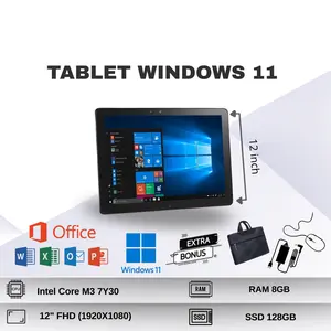 Laptop Tablet Windows Intel Core M3-7Y30 RAM 8GB SSD 128GB 12" Full HD Free PEN STYLUSH