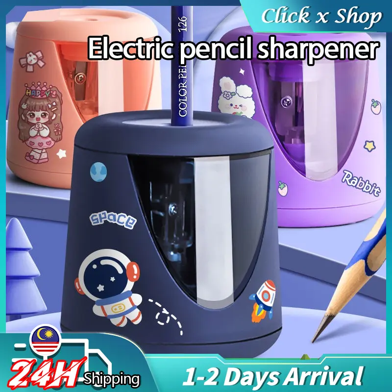 Gift Set Auto Quick Sharpener Pencil Electric Automated Sharpener Kids 3sec Electric Pencil Sharpener Auto Electric Pencil Sharpener Automatic Home School Stationery pencil Sharpener Automated Kids pencil  sharpening vent pengasah pensil automatik