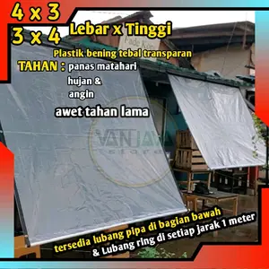 terpal plastik tirai plastik tutup gajebo plastik anti debu hujan 4x3, 3x4 plastik multifungsi