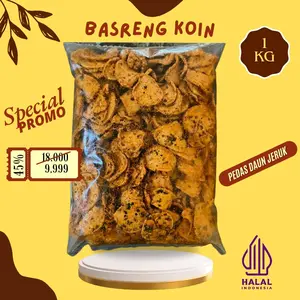 PROMO Basreng Koin 1 Kg Pedas Daun Jeruk Cemilan Pedas Food Snacks Goreng Keripik