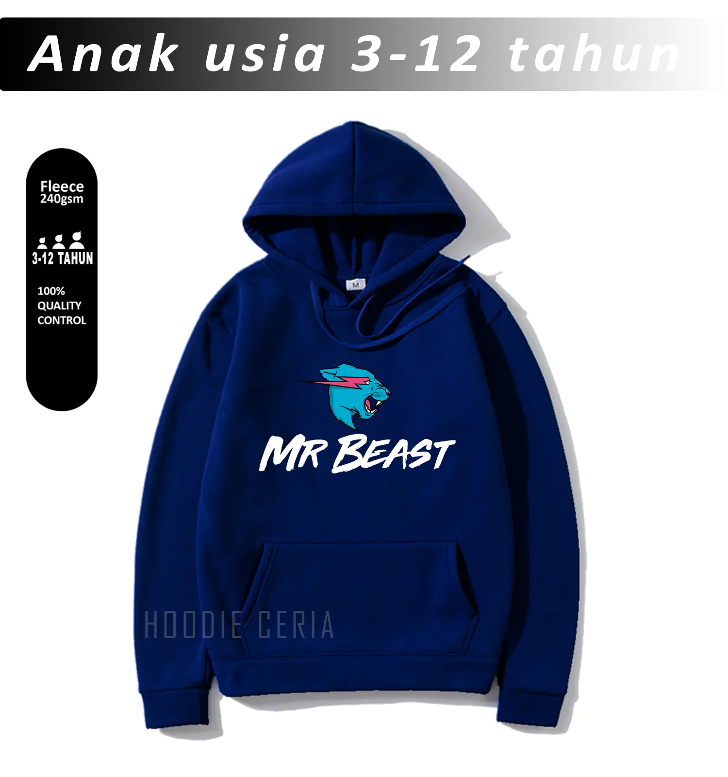HOODIE ANAK MR BEAST JAKET SWEATER MR BEAST ANAK-ANAK 3-12 TAHUN