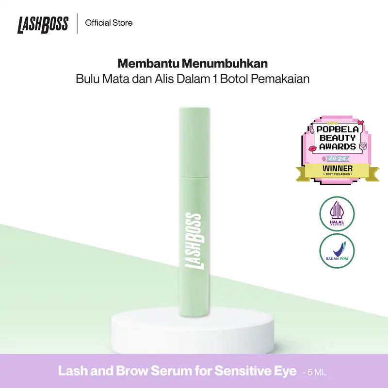 LashBoss Lash and Brow Serum for Sensitive Eyes (Gel-Based) Serum Penumbuh Bulu Mata dan Alis untuk Mata Sensitif yang bisa Membantu Perawatan Eyelash tanpa Maskara Serum Bulu Mata 0