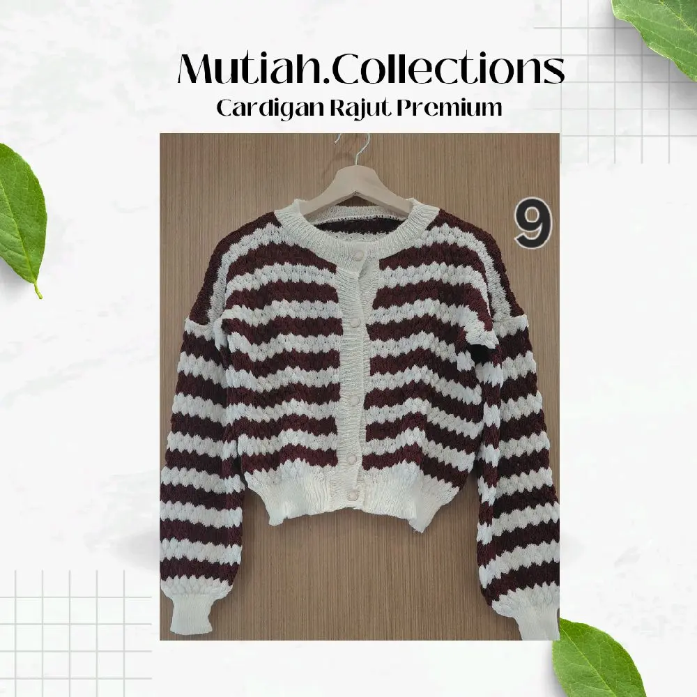 MC/ Cardigan Rajut Premium motif strip baju atasan hangat cardy top kancing lengan panjang kekinian korea