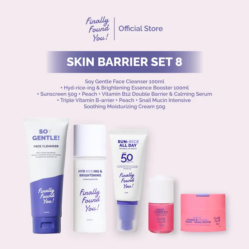 Finally Found You! BUNDLE SKIN BARRIER SET: Face Cleanser + Toner + Skin Barrier Serum + Moisturizer + Sunscreen 4