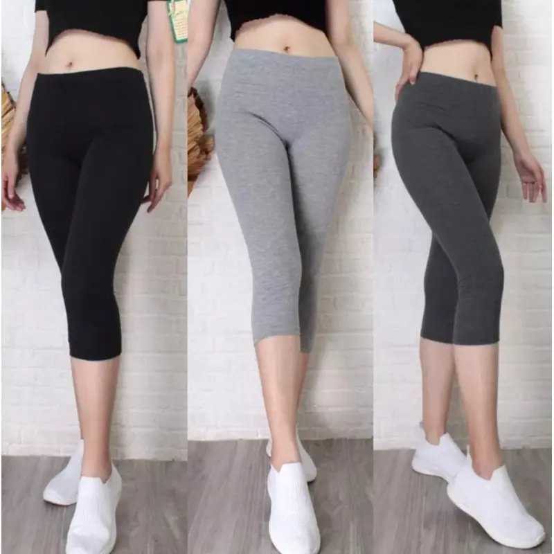 Leging 3/4 Wanita Jumbo Standar Bahan Kaos Rayon daily ❤ hitam 0