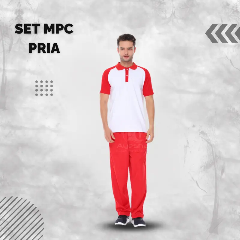 Setelan Baju Olahraga Ayesha Merah Putih Pria Wanita 4