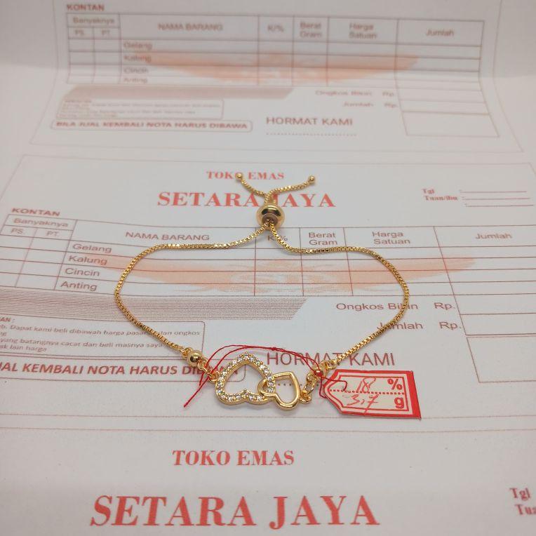 terbaru,gelang serut wanita,motip love gandeng,berlapis emas,free ada surat dari tokoh