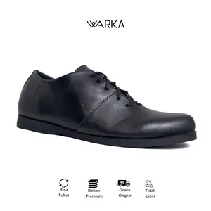 Warka RADIANT - Sepatu Pria Formal Pantofel Casual Kulit Asli Shoes Hitam Kerja