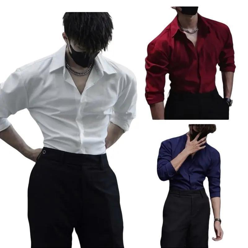 Áo Sơ Mi Nam Tay Dài Giấu Cúc Hack Vai Chất Liệu Cotton Chéo Trơn Thoáng Mát Cổ…