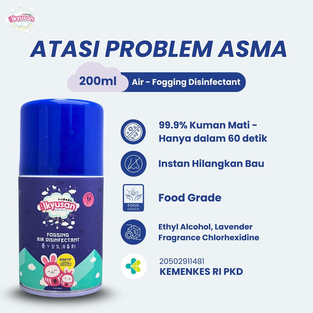 IKYUSAN FOGGING AIR DISINFECTANT 200ML Pembersih udara anti virus asma anti bakteri kuman odor eliminator
