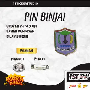 PIN Topi Mutz Bros Kota Binjai Kuningan Resin Peniti Magnet Premium