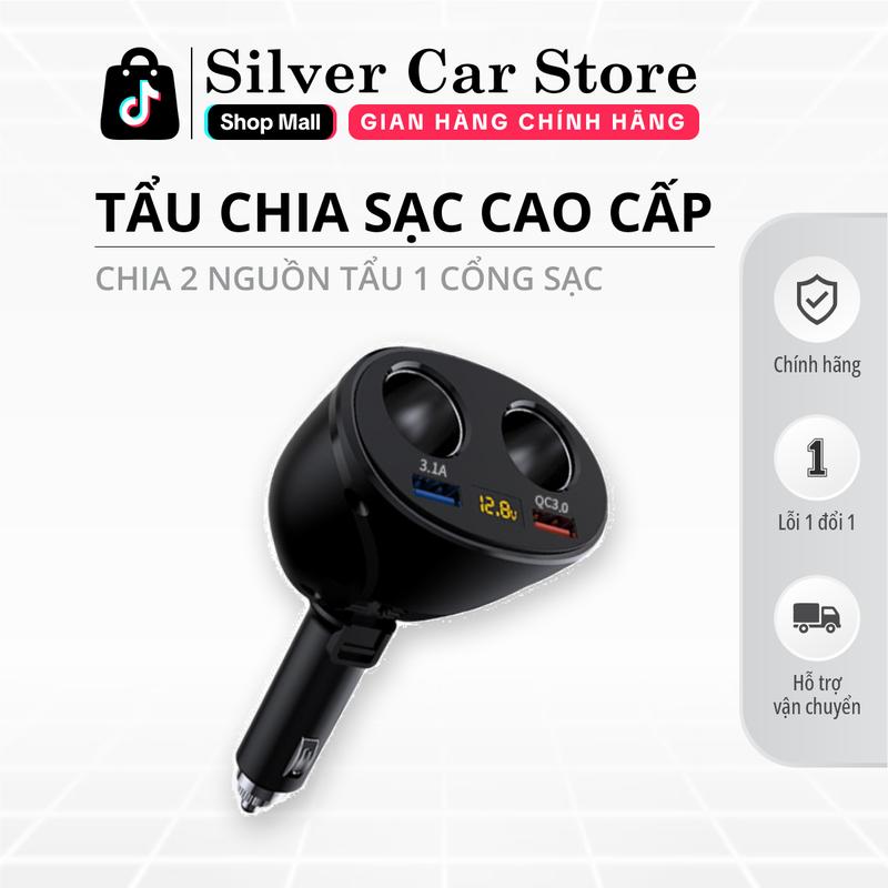 Tẩu Sạc Nhanh *FreeShip* Tẩu Chia Sạc Ô Tô Tẩu Sạc Không Dây - Chia 2 Nguồn Tẩu