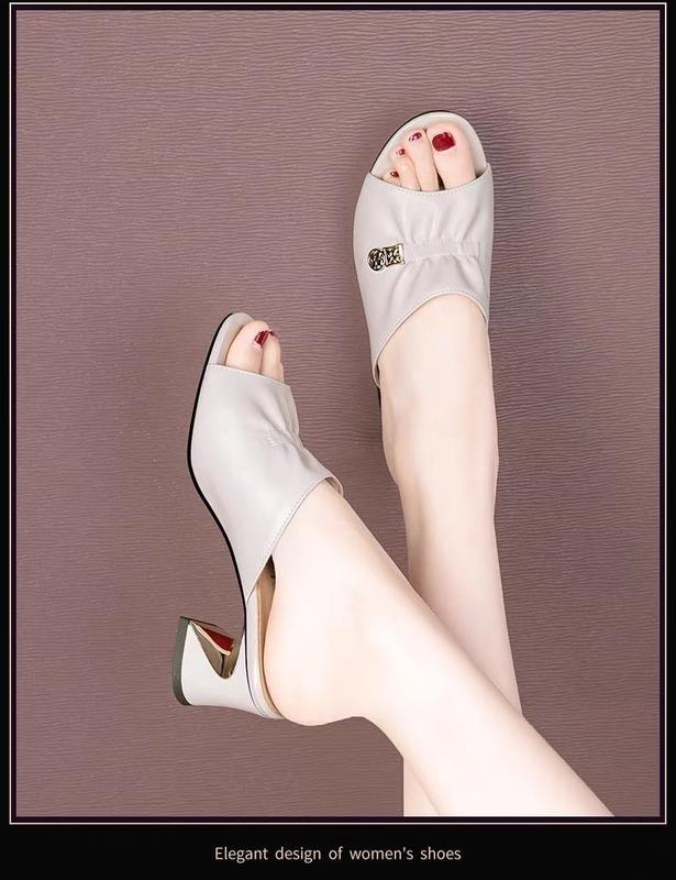 Product Introduction of Dép Da, Da Thật, Da Mềm, Dành Cho Trang Phục Mùa Hè Của Phụ Nữ, Dép Gót Chunky, Thời Trang Mới 2024, Dép Nữ, Cao Gót 24