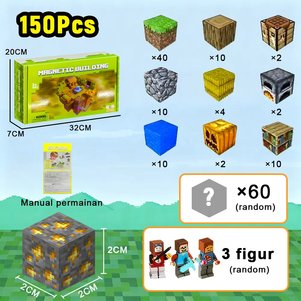 balok magnet*150 (kustomisasi*90, acak*60)