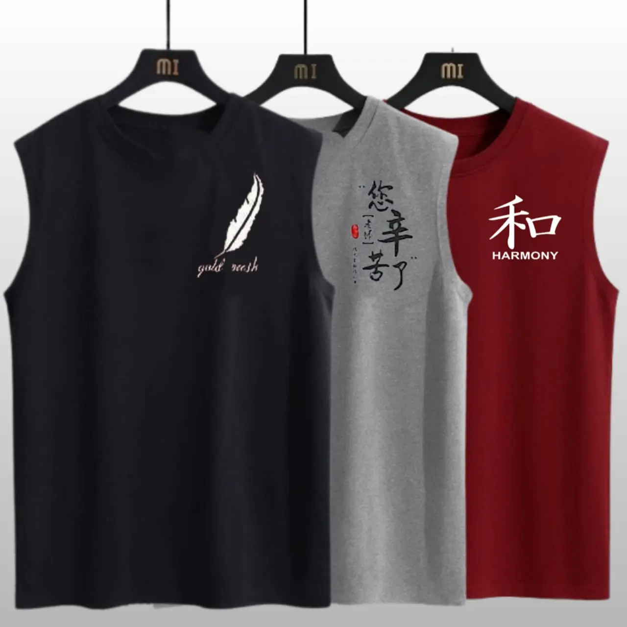 Baju Kaos Singlet Pria/Kaos Tanktop Pria Paketan Isi 3 Motif