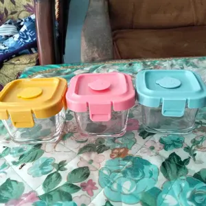 Momwell GFB01 3 IN 1 Tempat Mpasi Kaca Wadah Mpasi Kaca Penyimpanan Mpasi Glass Baby Food Container Boys Girls Children peralatan  mpasi lakoe  baby