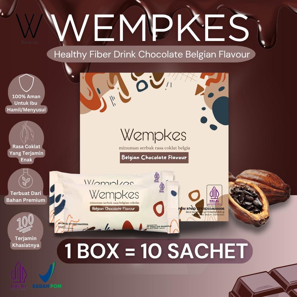 Wempkes Minuman Diet Serat Fiber Slim Suplemen Detox Pelangsing Rasa Coklat Belgian 1 box