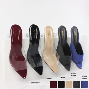 Adeka AZURA Kaca 7 cm Heels Wanita Pesta - Sandal Shoes coquette Bahan Sintetis & Denim Tampilan Stylish Modern Tahan Lama Mudah Dibersihkan