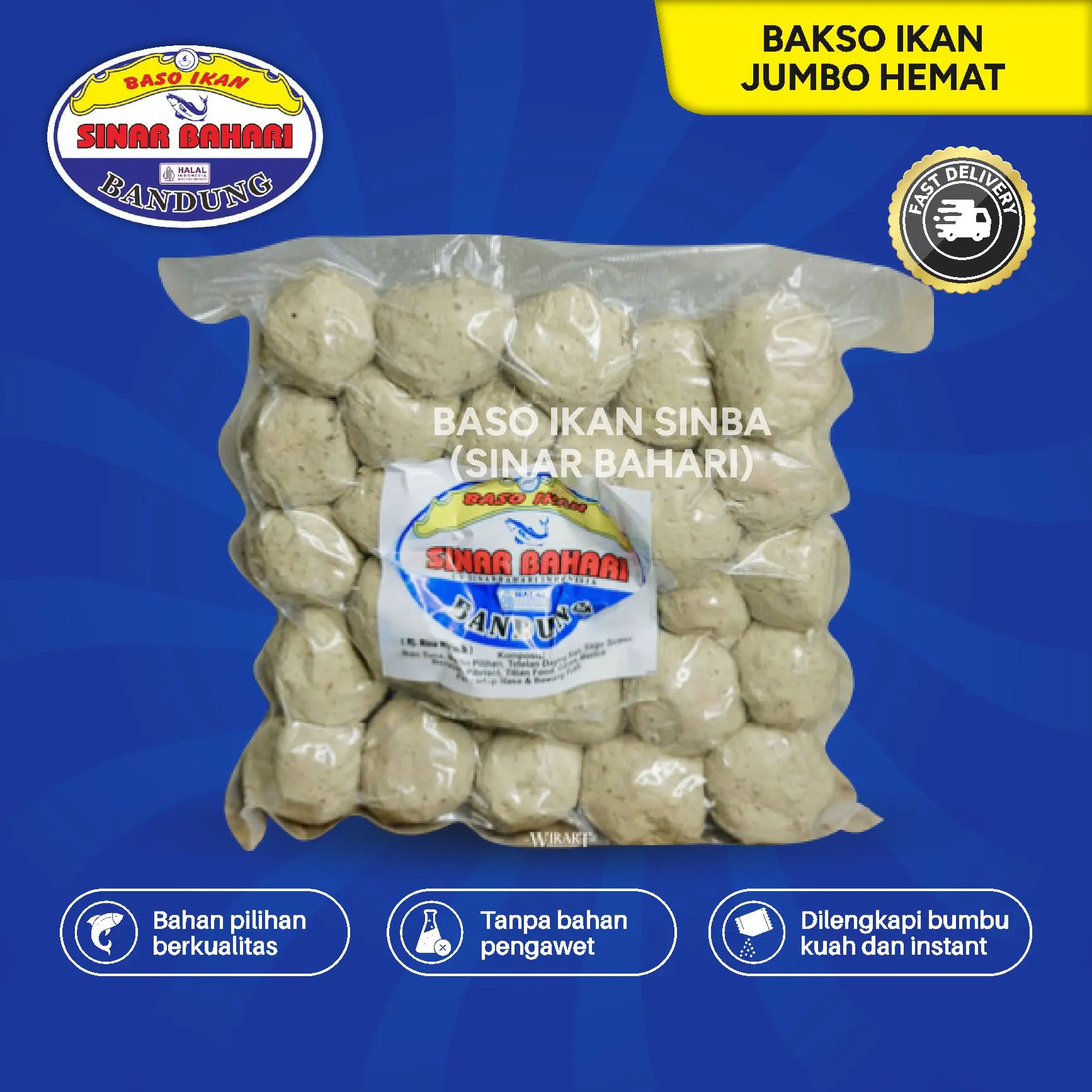 Baso Ikan Sinar Bahari Paket Gocap Jumbo Isi 28 Pcs Bakso Instan Kuah