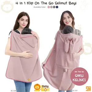 4in1 BABY LEON Selimut Hoodie Klip Baby Selimut On The Go Baby Blanket Hoodie BS-338 Selimut Stroller Penutup Stroller Blanket On The Go Cover Asi Ibu Menyusui Selimut Karakter Selimut Double Fleece Handuk Bayi Bedong Bayi