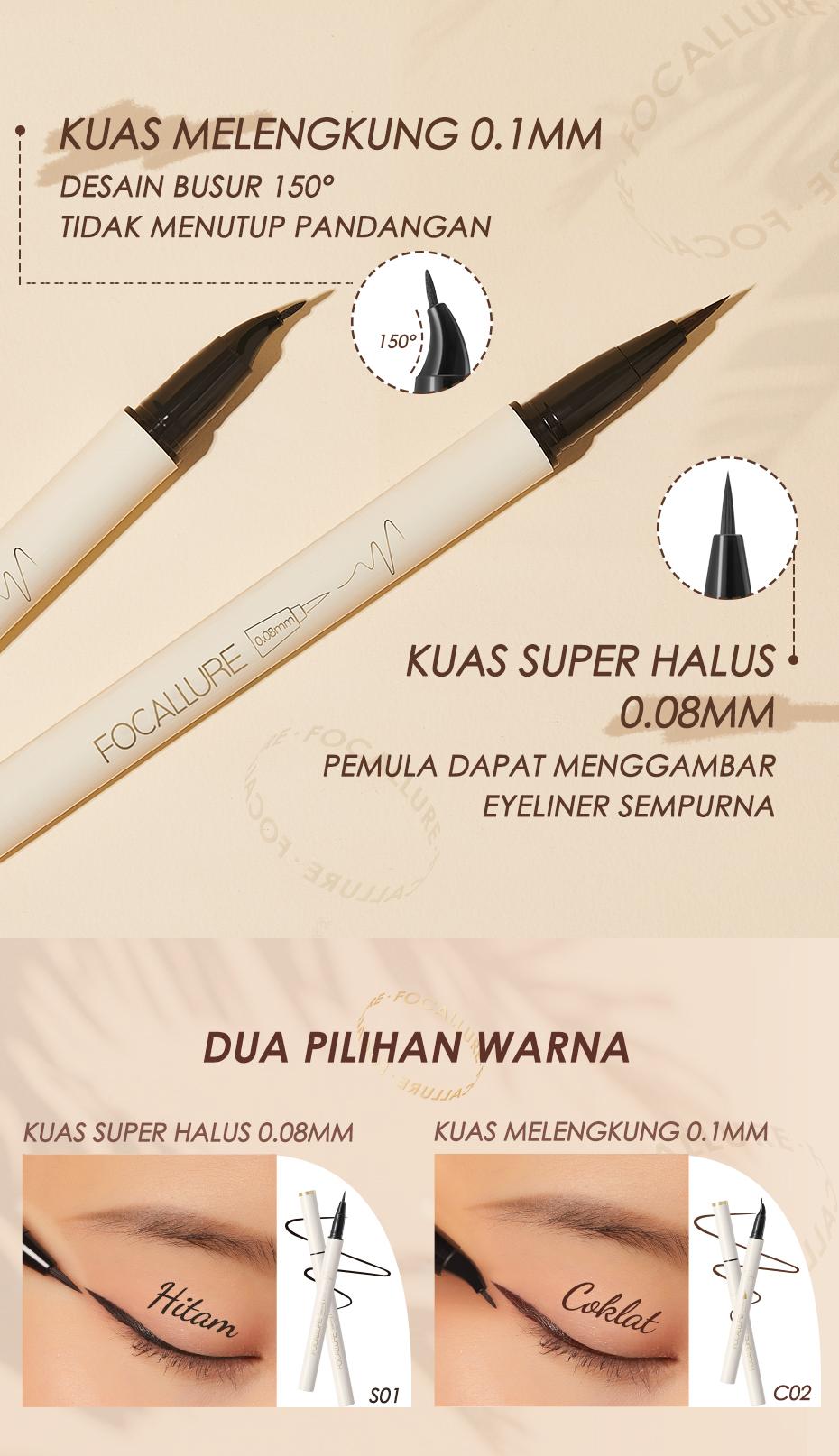 [Official] FOCALLURE Ultra Fine Liquid Eyeliner Quick-dry tahan air #ConfidenceHalo