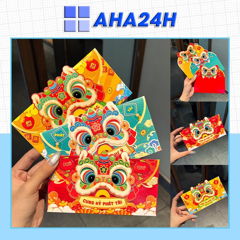 SET 15 Bao lì xì NGANG hottrend nhiều mẫu đỏ đẹp tết 2026