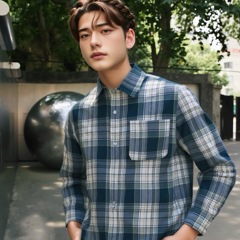 Áo Sơ Mi Kẻ Flannel Dạ Dài Tay Cotton Nam Nữ Kẻ Caro Mix Túi Ngực Form Unisex Phong Cách Thời Trang Trẻ Trung Sominam Dep 03 - Có Cổ, Menswear Tre Shirt