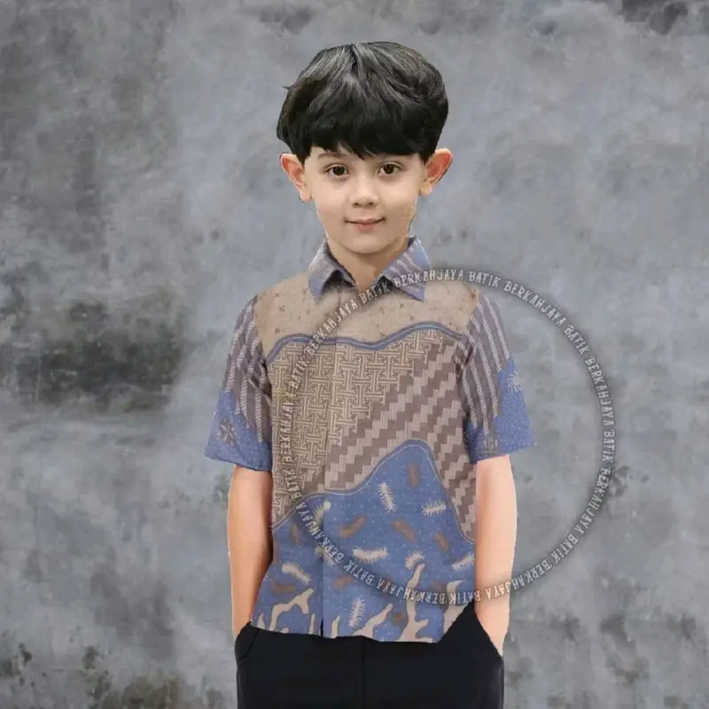 Kemeja Batik Anak Laki Laki Umur 1-12 Tahun Batik Anak Laki Laki Lengan Pendek Modern 3