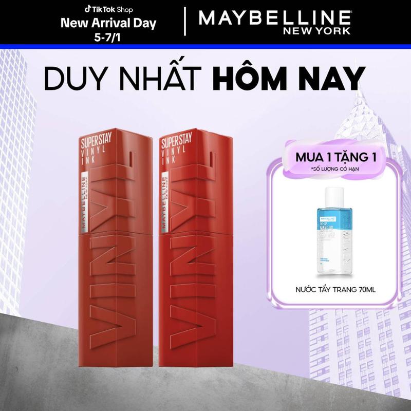 Bộ Đôi Son Bóng Bền Màu Nhẹ Môi Superstay Vinyl Ink Maybelline 4.2ml