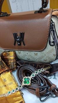 Product Review of Denifor C113  Luxury Bag Women's Bags Wording Design Brown Pvc Zipper sling bag  women beg silang  besar from A**f 1