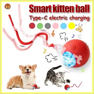 Pawsy Mart-Mainan Bola Tali Kucing Anjing Mainan Peliharaan Interaksi Cerdas Smart Rotating Ball for Pet Bola Listrik