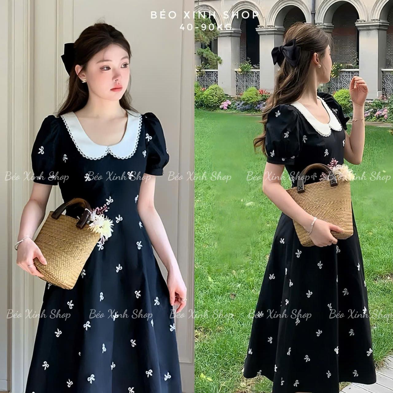 Váy Dự Tiệc Nữ Thiết Kế Dáng Dài Tiểu Thư Vải Chéo Nơ Cao Cấp Thanh Lịch Cho Các Nàng Bigsize 40–90kg Thời Trang Nữ Béo Xinh Shop - A.1752