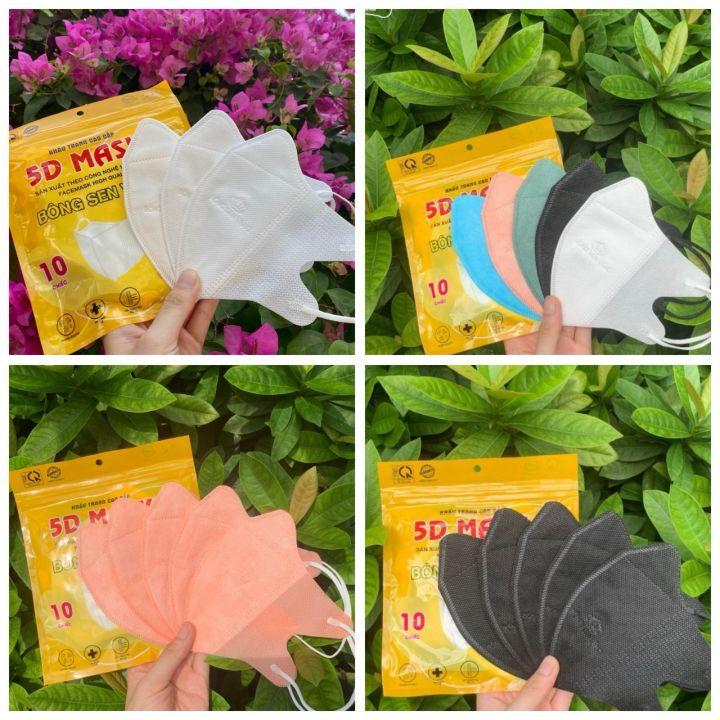 Khẩu trang 5D BÔNG SEN VÀNG 1 thùng 500 cái Người lớn