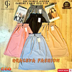 Rok Kancing Crinkle Airflow Anak Perempuan Usia 3-10 Tahun Bahan Premium  Best Seller