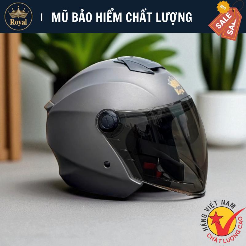  Mũ Bảo Hiểm 3 4 Royal XH01 Màu Xám - Chính Hãng  Size M-L-XL  - Thích Hợp Cho Nam Nữ Đi Làm và Phượt Helmet 