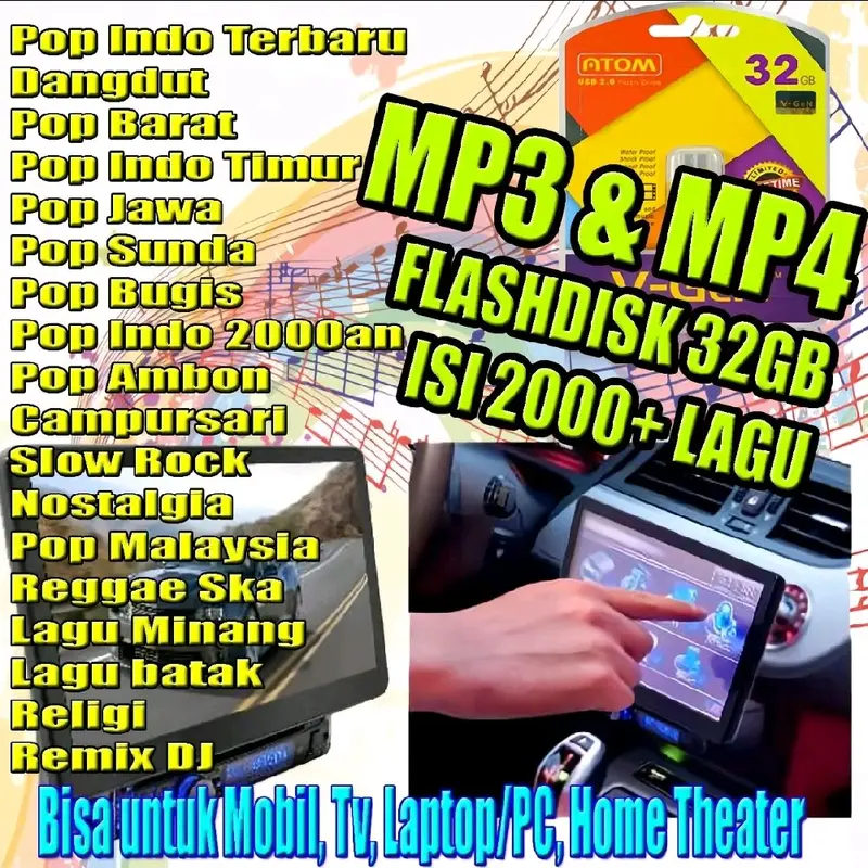 Flashdisk 32GB 1S1 L4GU Otg Storage Bonus Ribuan Lagu untuk Mobil TV Laptop PC Home Theater