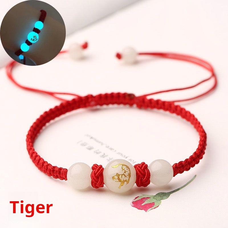 Product Introduction of Women's bracelet, red rope luminous bracelet, luminous stone luminous gemstone 12 zodiac woven bracelet, couple bracelet for men and women, bring it for safety. nazar  bracelet chinese jewelry year snake red  string  bracelet 30