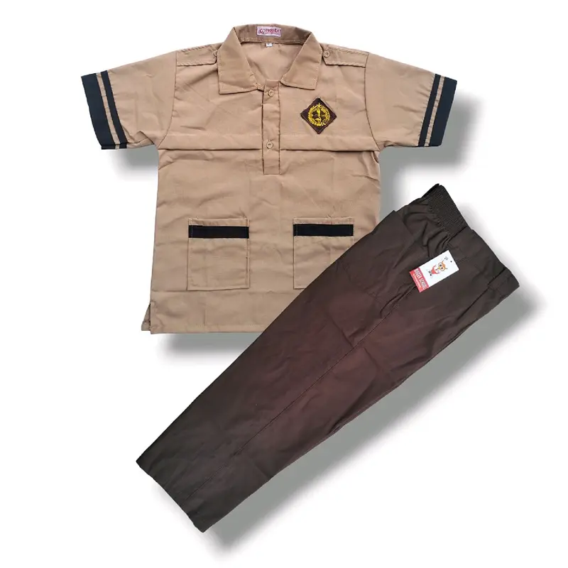 Setelan Seragam Sd Baju Pramuka SIAGA Lengan Pendek Celana Coklat Panjang Untuk Anak Laki-laki Kelas 1-6 1