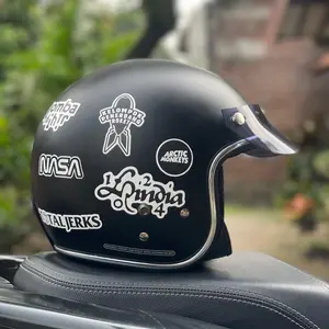 Helm Bogo List Chrome Sticker Band Hitam Putih Free Pet Vintage Motorcycle
