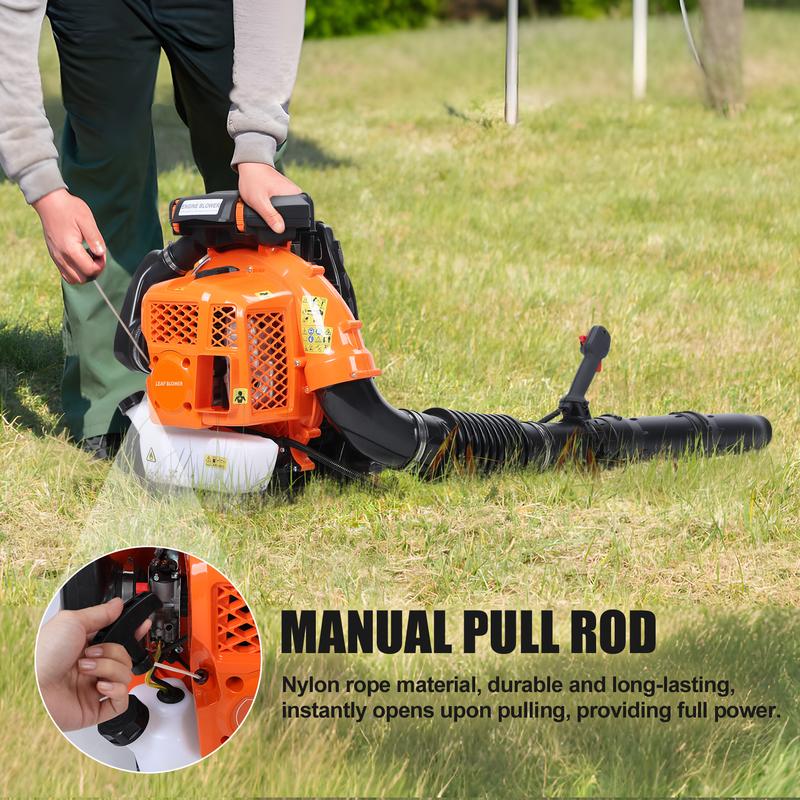 EB850EZ Gas Backpack Leaf Blower - 80cc, 900 CFM, 3.5KW High-Powered Engine, 92.2m/s Wind Speed, for Lawn & Yard Cleanup 4