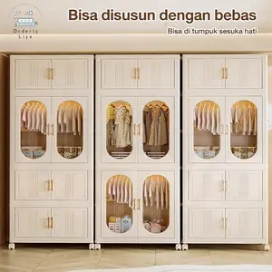 [COD 24h shipping] Lemari Plastik Gantung Ukuran Besar60–80cm | Anti Pecah | Lemari Lipat Tebal | Lemari Lipat Anak Serbaguna | Lemari Plastik Dengan Roda, Belum Dirakit | Tanpa Rakitan Hemat Tempat | Plastik Kualitas / Plastik Premium |