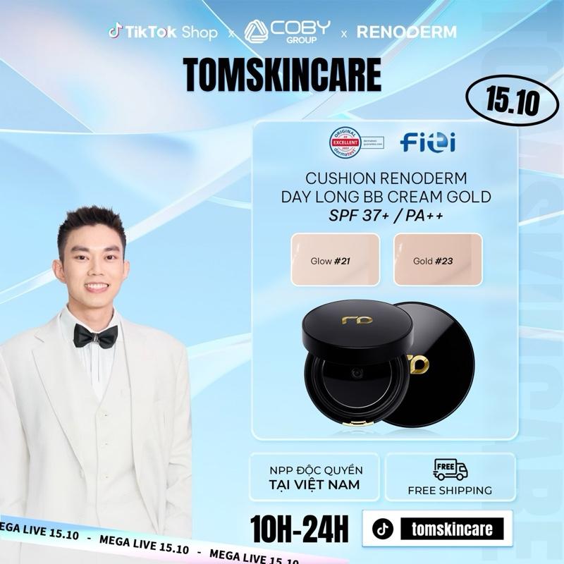 [MẪU MỚI] Phấn Nước Cushion RenoDerm Day Long BB Cream Gold SPF37+/PA++ 15g - Kem Che Khuyết Điểm Dưỡng Da Mịn Màng & Căng Bóng - Chính Hãng 100%