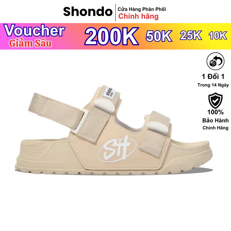 Giày Sandal SHONDO Platy Nam Nữ Êm Thời Trang Thích Hợp Đi Làm Đi Học Chơi dép quai hậu đế bằng Full Be PLA2529 DéP sandal xé dán quai dù