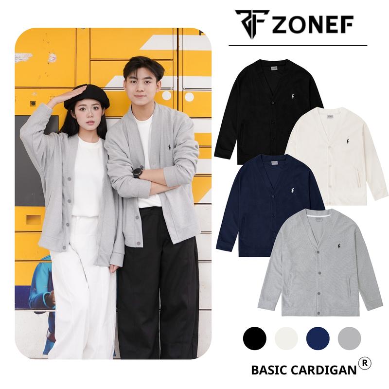 Áo Khoác Cardigan Logo Thêu Phong Cách Hàn Quốc By Zonef Áo Khoác Thu Đông Chất Vải Cotton Tổ Ong Nam Nữ Unisex
