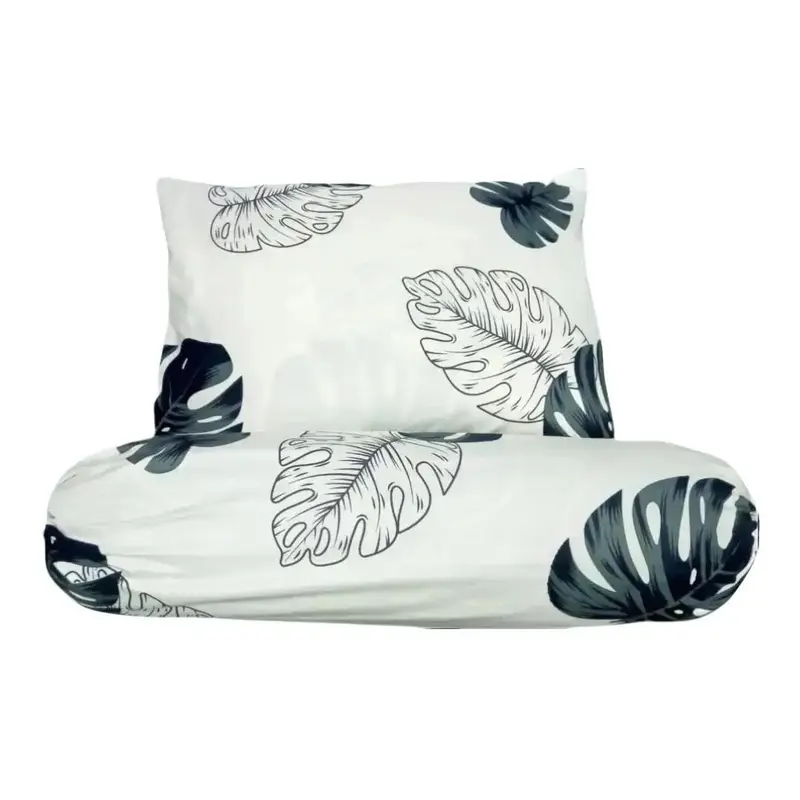 (1SET) Sarung Bantal & Guling Motif Daun Monstera Putih Aesthetic, Bunga, Kotak-Kotak - Harga Murah 0