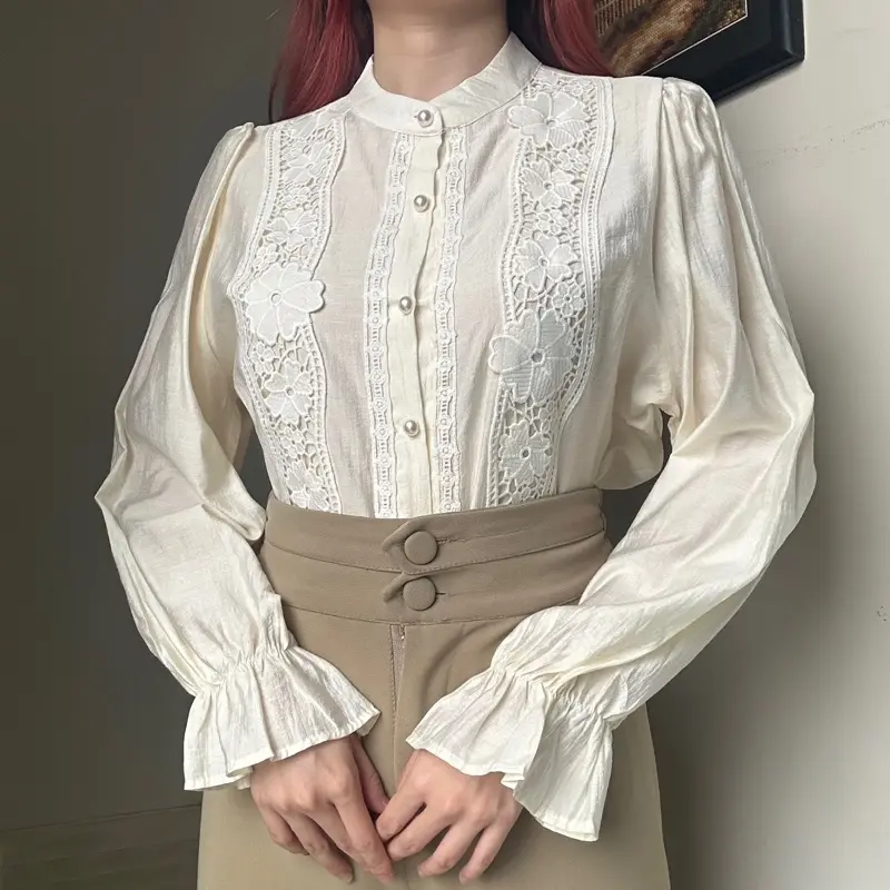 Dahlia top BKK kemeja blouse atasan KATUN RENDA wanita korean Style linen by Biel the label Silk Panjang 6