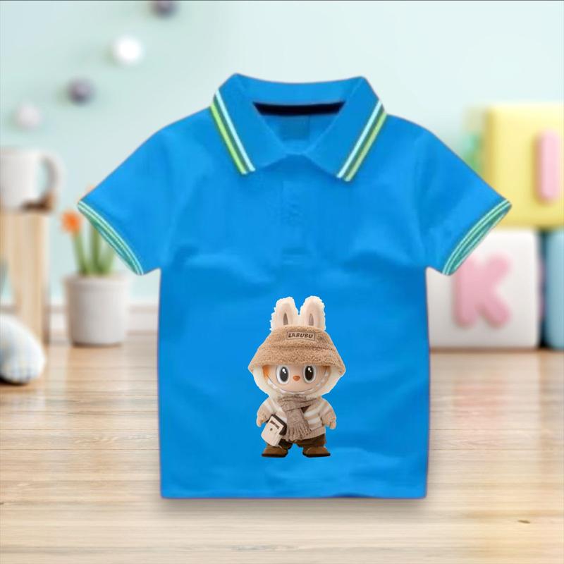 Atasan Kerah Wangki Anak Usia 2-10 Tahun Gambar Labubu Viral Baju Fashion Anak Tangan Pendek 1