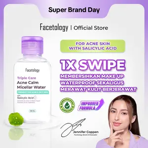 Facetology Triple Care Acne Calm Micellar Water 100ML Pembersih Wajah Salicylic Acid Cleanser Untuk Kulit Berjerawat dan Berminyak Membersihkan Kotoran